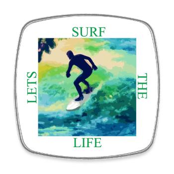 Surfers on color waves - Square fridge magnet - white - Front