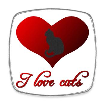 I Love cats V1, Stubentiger, für mama - Viereckiger Kühlschrankmagnet - Weiß - Vorne