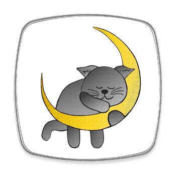 Monde, Katzen design, schlafend - Viereckiger Kühlschrankmagnet - Weiß - Vorne
