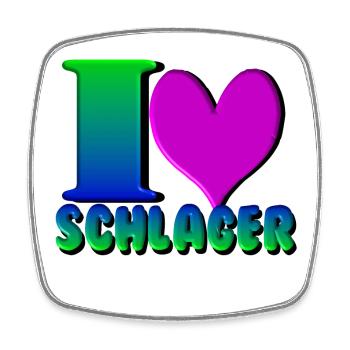 Schlager Party , Schlager Musik , Love Schlager - Viereckiger Kühlschrankmagnet - Weiß - Vorne