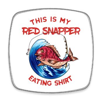Red Snapper Eating Shirt - lustiger Fisch Angeln - Viereckiger Kühlschrankmagnet - Weiß - Vorne