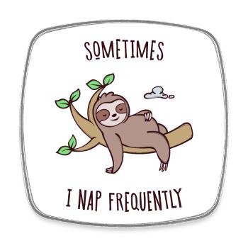 Sleeping Sloth Statement Tired Animal Jungle - Square fridge magnet - white - Front
