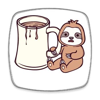 Jungle Lazy Sloth Late riser Tired Animal - Square fridge magnet - white - Front