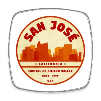 San Jose Retro Stadtbadge Kalifornien - Viereckiger Kühlschrankmagnet - Weiß - Vorne