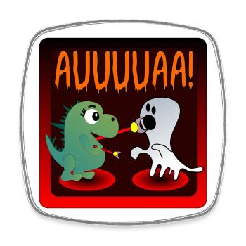 HALLOWEEN DINOSAURIER GEISTER - Viereckiger Kühlschrankmagnet - Weiß - Vorne