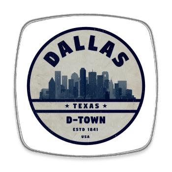 Dallas (Texas) - Magnet carré - blanc - Devant