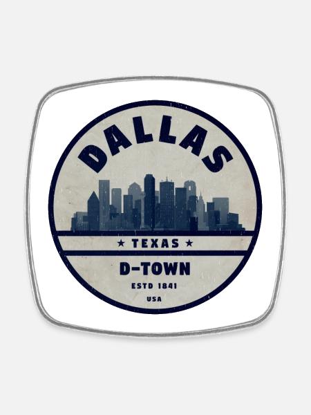 Dallas (Texas) - Magnet carré - blanc