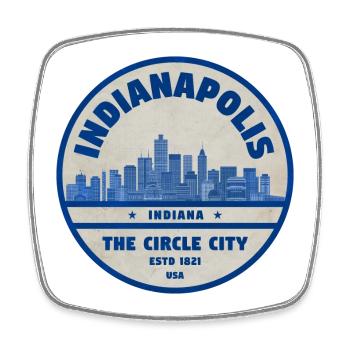 Indy County Town Skyline Vintage - Square fridge magnet - white - Front
