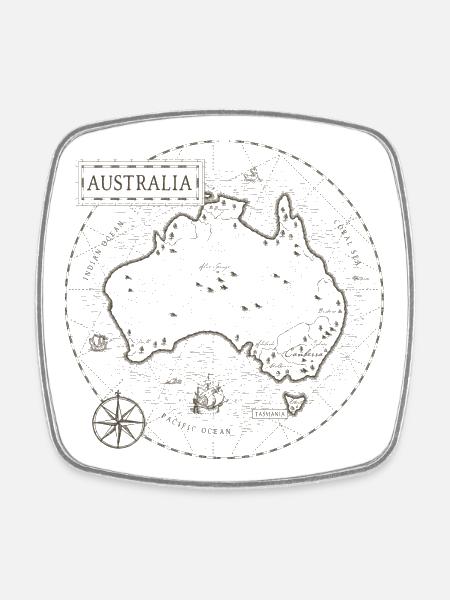 Carte vintage de l’Australie - Magnet carré - blanc