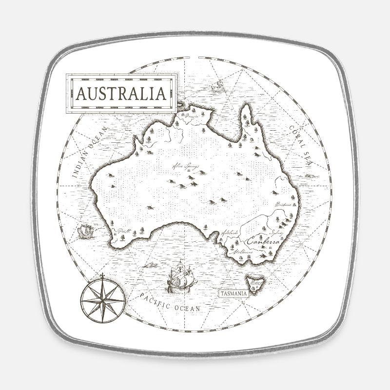 Carte vintage de l’Australie - Magnet carré - blanc