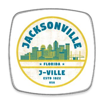 Emblème de la Skyline de Jacksonville - Magnet carré - blanc - Devant