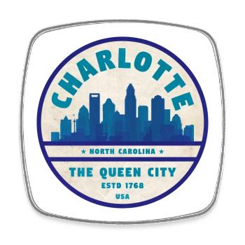 Charlotte USA - Square fridge magnet - white - Front