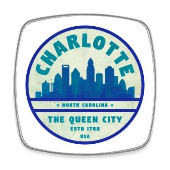 Charlotte Skyline Queen City - Square fridge magnet - white - Front