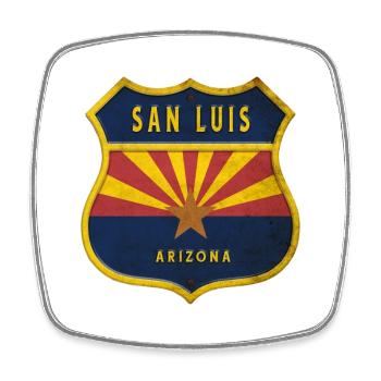 San Luis Arizona Flaggen Wappen Design - Viereckiger Kühlschrankmagnet - Weiß - Vorne