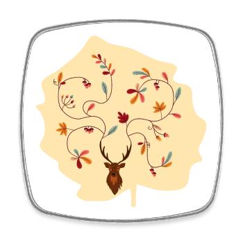 Hirsch im Herbst Geschenk Idee Geweih mit Blättern - Viereckiger Kühlschrankmagnet - Weiß - Vorne