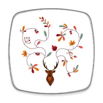 Hirsch im Herbst Geschenkidee Geweih mit Blättern - Viereckiger Kühlschrankmagnet - Weiß - Vorne