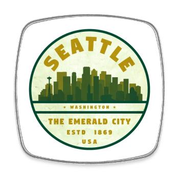 Seattle Emerald City Skyline - Square fridge magnet - white - Front