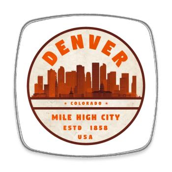 Denver Vintage Skyline Logo - Magnet carré - blanc - Devant