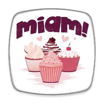 Miam des cupcakes ! - Magnet carré - blanc - Devant