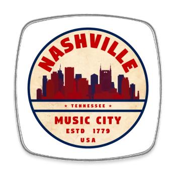 Nashville Musikstadt Retro Siegel - Viereckiger Kühlschrankmagnet - Weiß - Vorne
