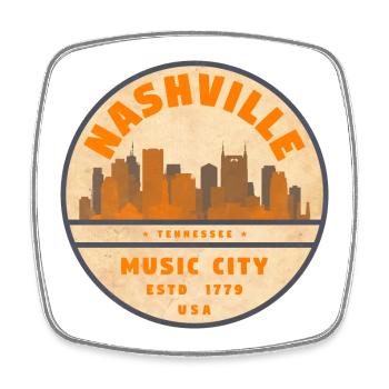 Nashville Musikstadt Vintage Skyline - Viereckiger Kühlschrankmagnet - Weiß - Vorne