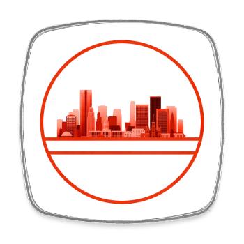 Oklahoma City Skyline Badge - Square fridge magnet - white - Front