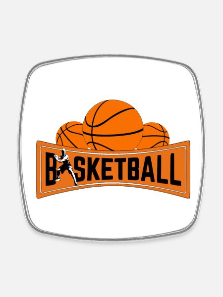 basketball - Magnet carré - blanc