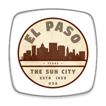 El Paso Sun City Skyline - Square fridge magnet - white - Front