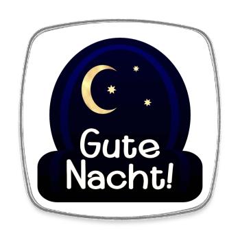 GUTE NACHT - SCHLAFEN - HALBMOND - Viereckiger Kühlschrankmagnet - Weiß - Vorne