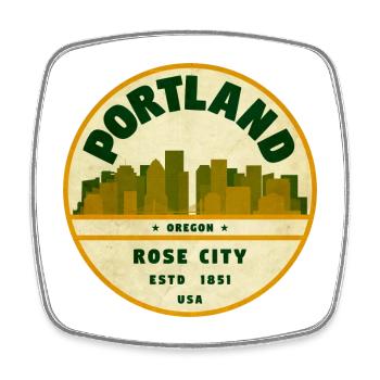 Portland Rose City Vintage - Viereckiger Kühlschrankmagnet - Weiß - Vorne