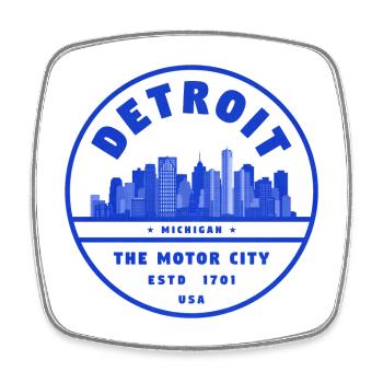 Detroit United States - Square fridge magnet - white - Front