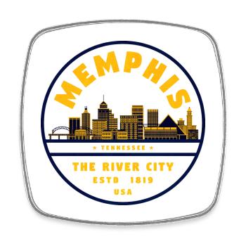 Memphis River City Skyline 1819 - Viereckiger Kühlschrankmagnet - Weiß - Vorne