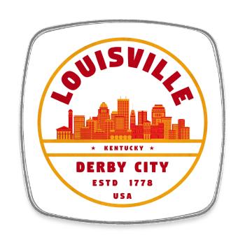 Louisville Derby City Skyline - Viereckiger Kühlschrankmagnet - Weiß - Vorne