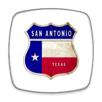 San Antonio Texas coat of arms flag design - Square fridge magnet - white - Front