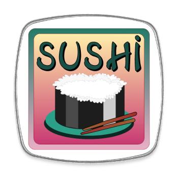 SUSHI RICE MENU - ASIAN FOOD - Square fridge magnet - white - Front