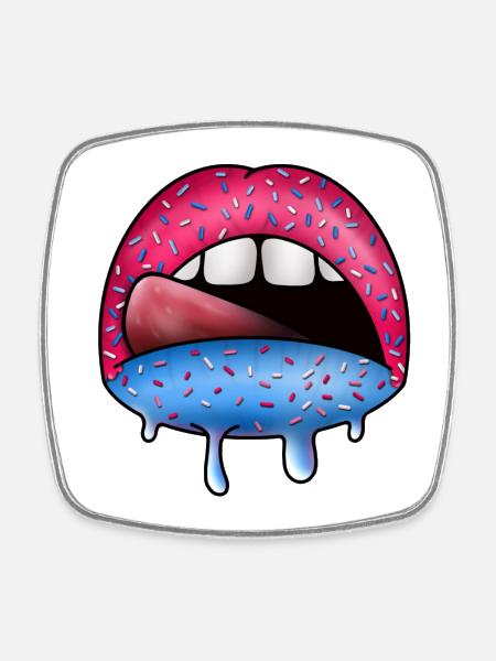 Art goutte néon Sugar Lips - Magnet carré - blanc