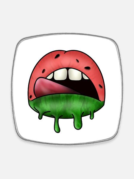 Watermelon lips - Square fridge magnet - white