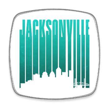 Jacksonville Skyline Vertical Typo - Viereckiger Kühlschrankmagnet - Weiß - Vorne