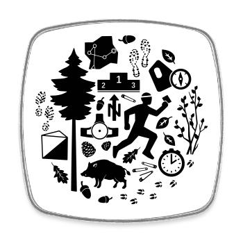 Orientierungslauf [4] [orienteering] [V] - Viereckiger Kühlschrankmagnet - Weiß - Vorne