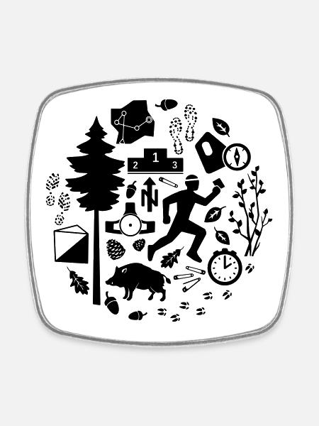 Orienteering [4] [orienteering] [V] - Square fridge magnet - white