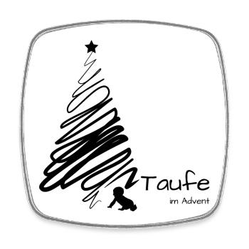 Taufe im Advent Baby krabbelt zum Weihnachtsbaum - Viereckiger Kühlschrankmagnet - Weiß - Vorne