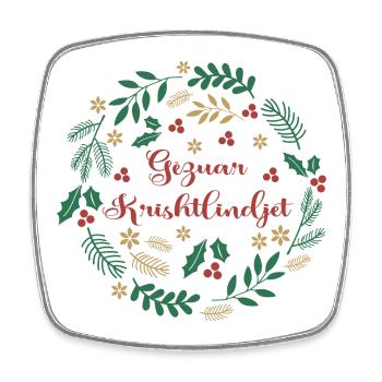 Gezuar Krishtlindjet Merry Christmas Merry Christmas - Square fridge magnet - white - Front
