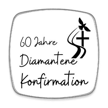 Diamantene Konfirmation 60 Jahre Jubelkonfirmation - Viereckiger Kühlschrankmagnet - Weiß - Vorne