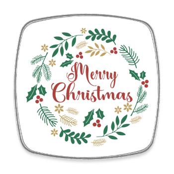 Merry Christmas T-Shirt Merry Christmas Feliz Navidad - Square fridge magnet - white - Front