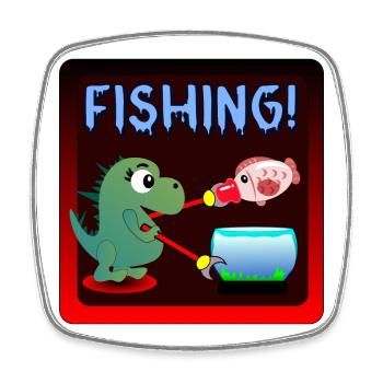 FUNNY FISHING DINOSAUR - SUSHI SOYA SAUCE - Square fridge magnet - white - Front