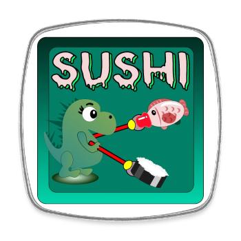 LUSTIGE SUSHI MAKI GESCHENKE - ESSEN DINOSAURIER - Viereckiger Kühlschrankmagnet - Weiß - Vorne