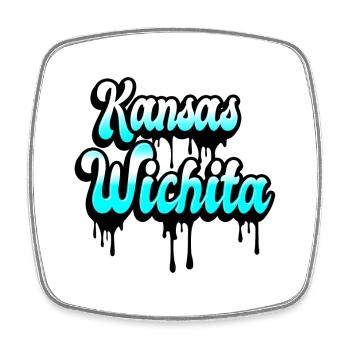Wichita Kansas Design - Viereckiger Kühlschrankmagnet - Weiß - Vorne