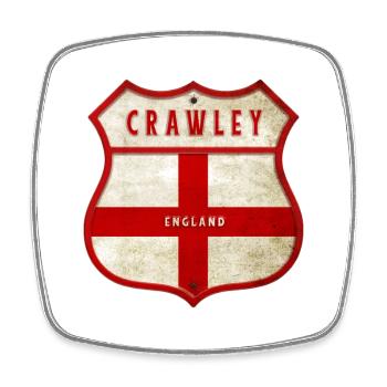 Blason Crawley England - Magnet carré - blanc - Devant