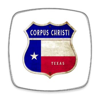 Corpus Christi Texas Wappen Flaggen Design - Viereckiger Kühlschrankmagnet - Weiß - Vorne