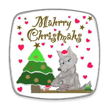 Kultiger Wolf hat Weihnachten Schaf unterm Baum - Viereckiger Kühlschrankmagnet - Weiß - Vorne